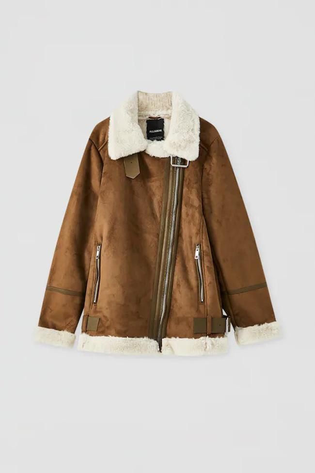 Cazadora doble faz marón, de Pull & Bear