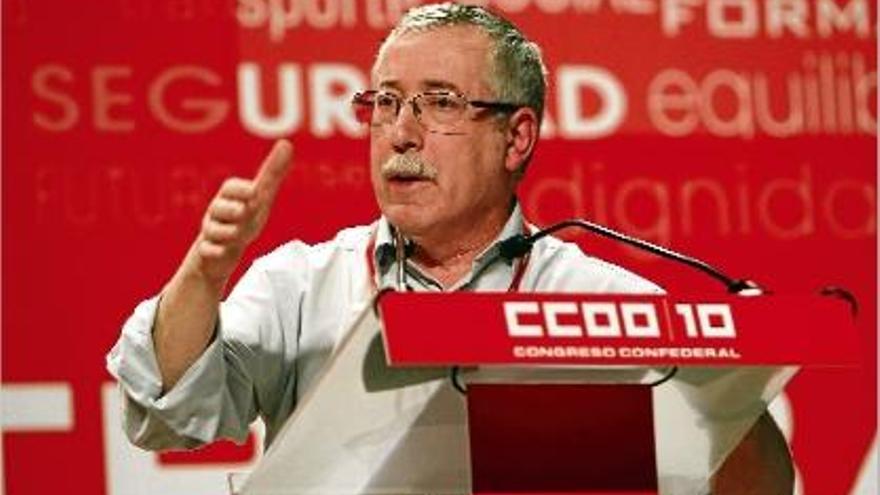 Toxo, ahir, durant la seva intervenció en el X Congrés Confederal de CCOO.