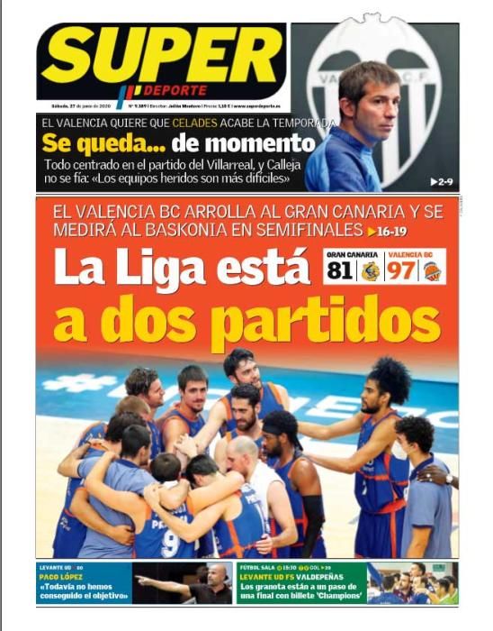 Portada SUPERDEPORTE sábado 27 junio 2020