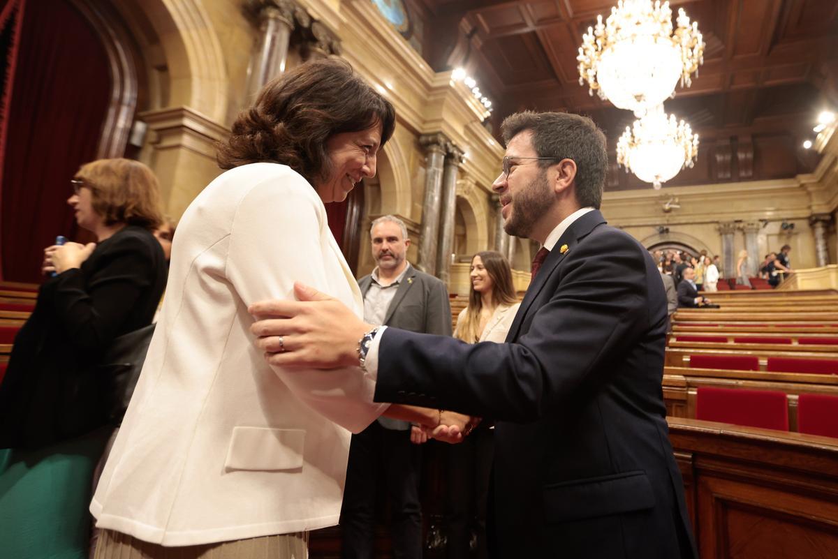 Anna Erra amb el president de la Generalitat Pere Aragonès
