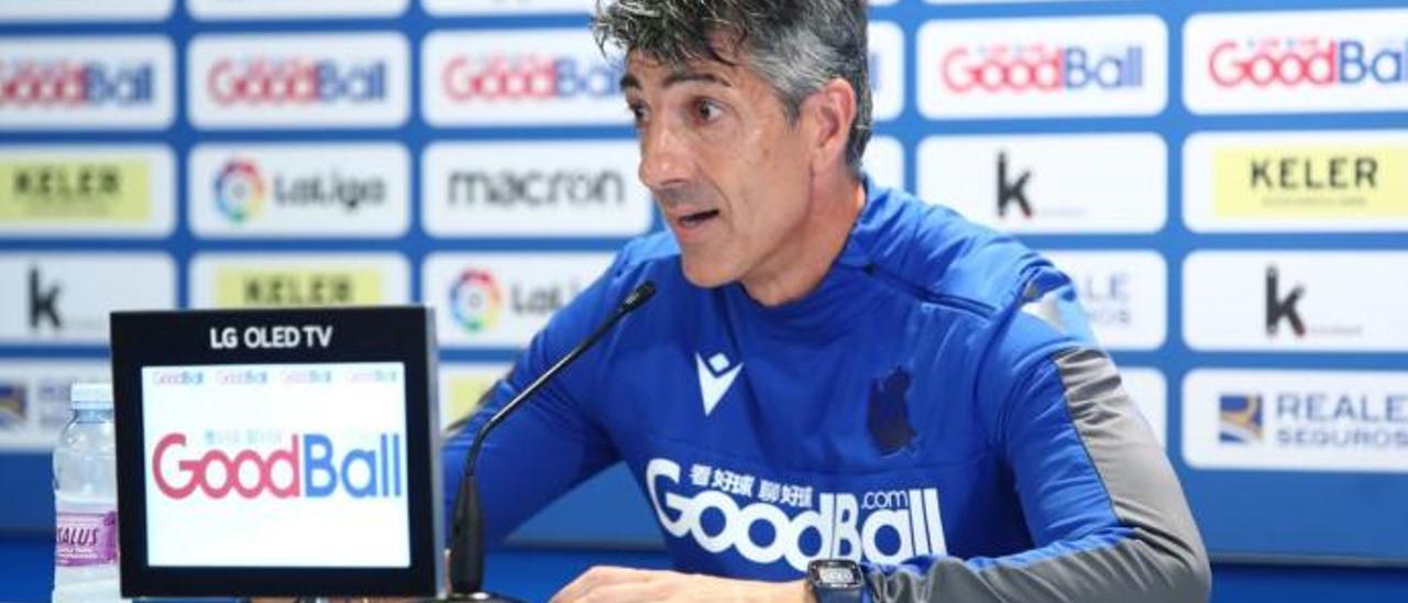 Imanol Alguacil, este sábado, en la rueda de Prensa previa al partido frente al Elche