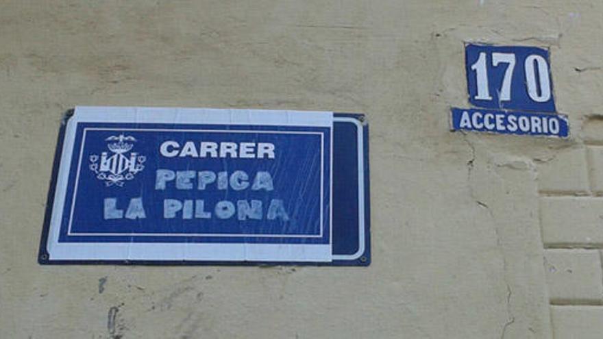 Nombre de la calle sustituido en el Cabanyal.