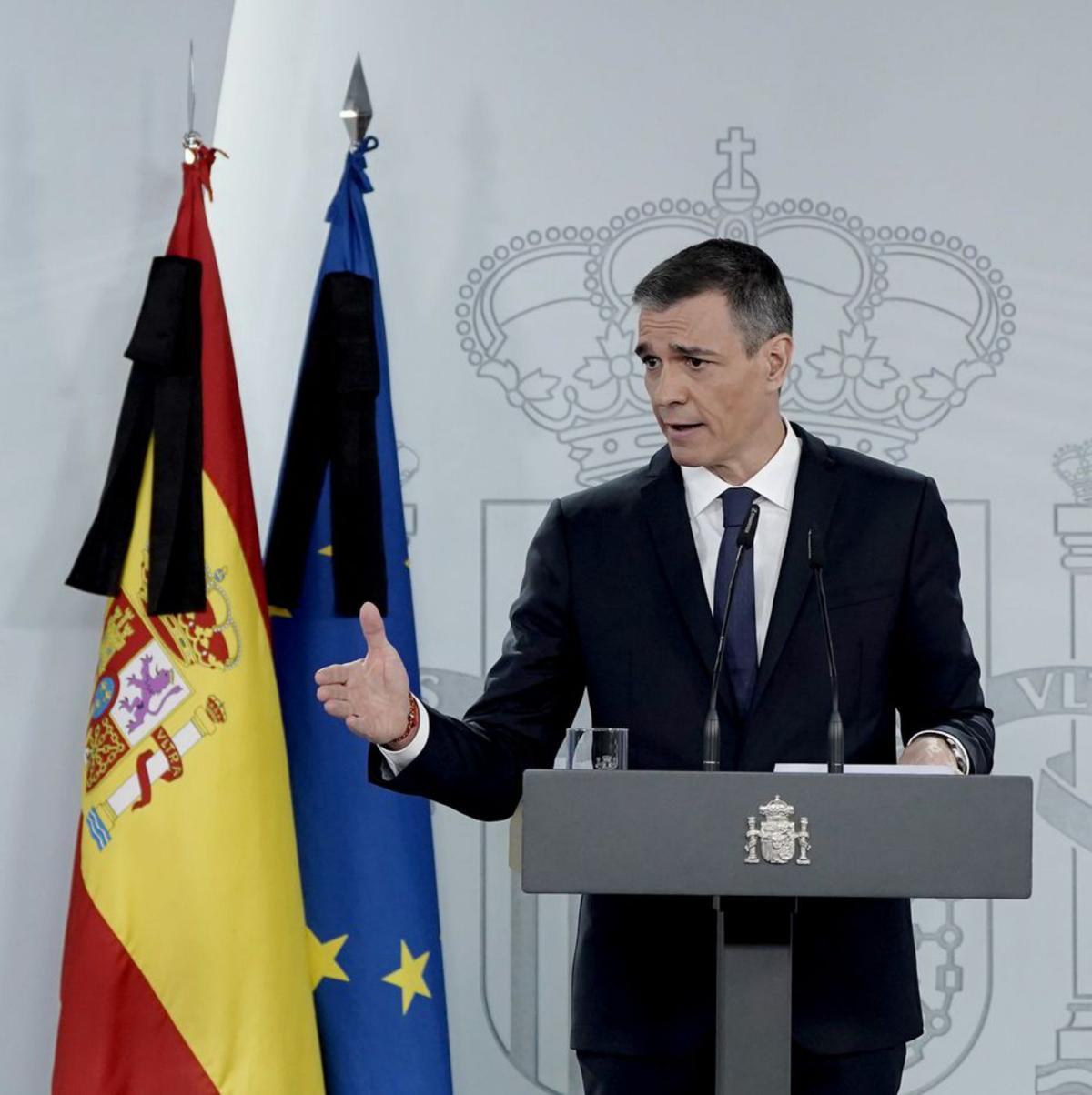 El president del Govern, Pedro Sánchez, ahir a la Moncloa. | JOSÉ LUIS ROCA