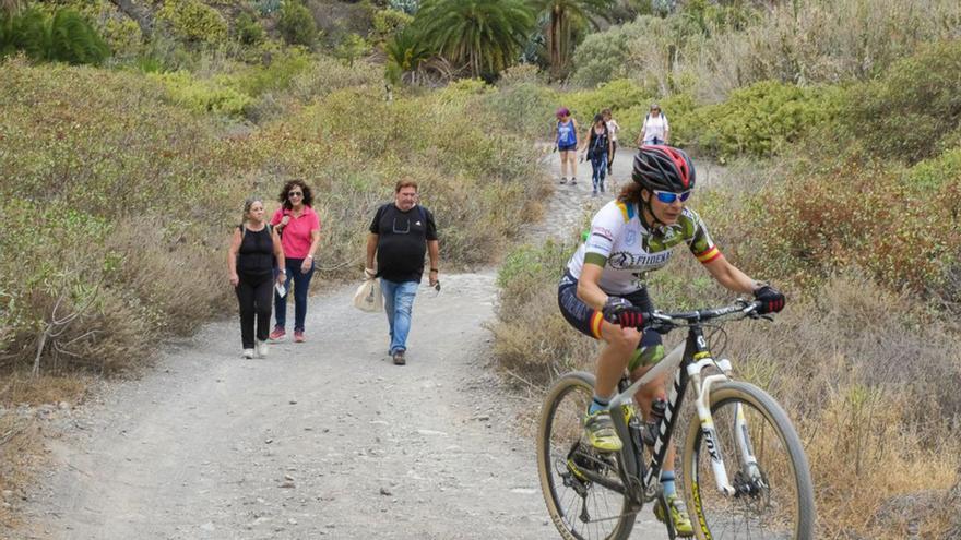 Peatones y ciclistas en el reacondicionado barranco Guiniguada. | | ANDRÉS CRUZ