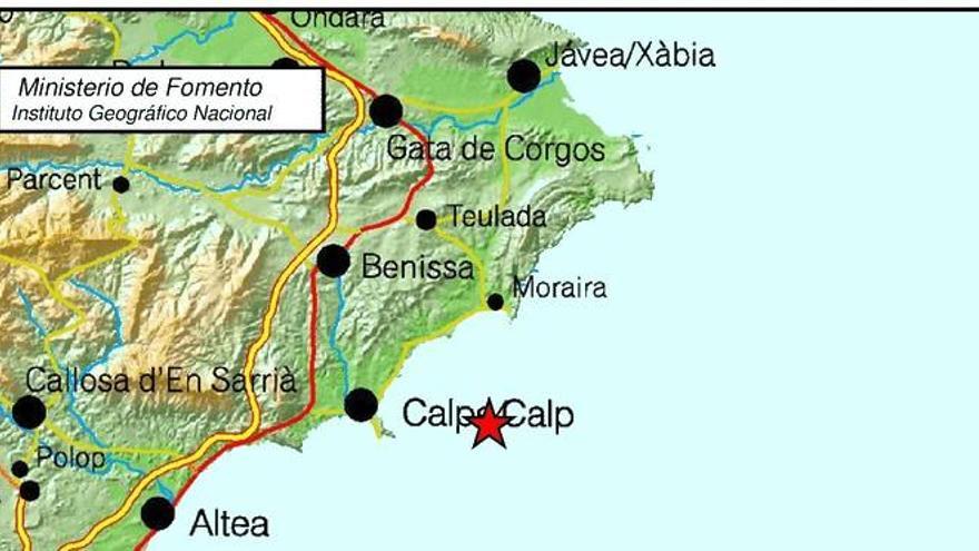 Un terremoto de 3,1 grados con epicentro en el mar en Calp provoca alarma en la Marina Alta