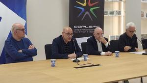 Responsables de Trànsit y del Col·legi de Professionals de l’Activitat Física i l’Esport de Catalunya (COPLEFC) en la presentación