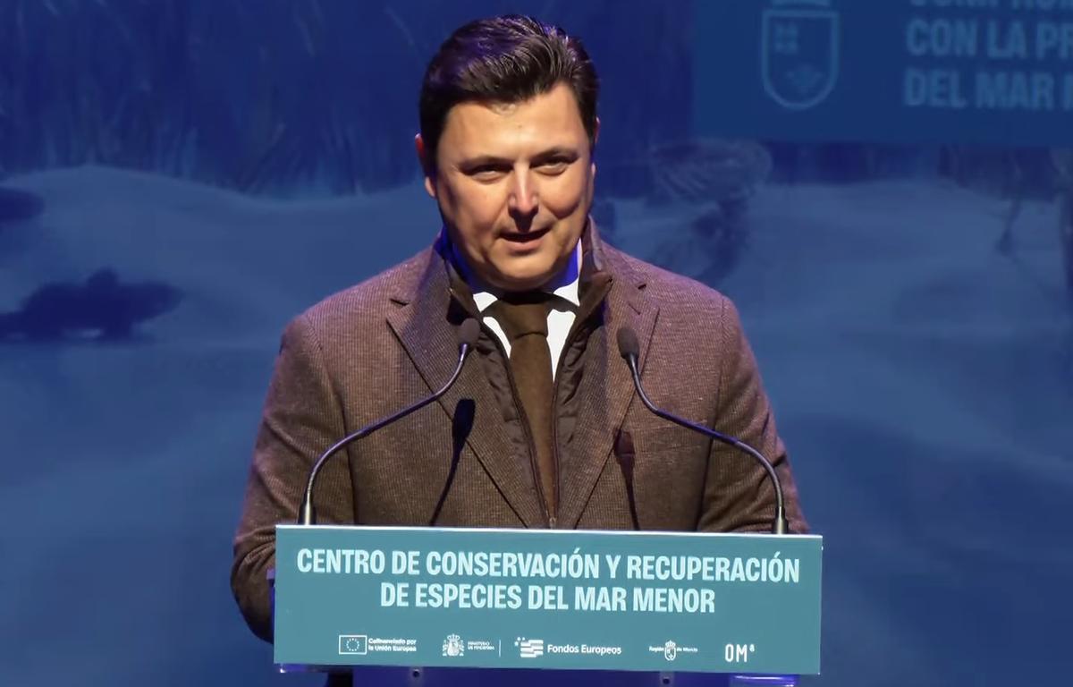El alcalde de San Javier, José Miguel Luengo, este martes en el acto de presentación del proyecto OM2.