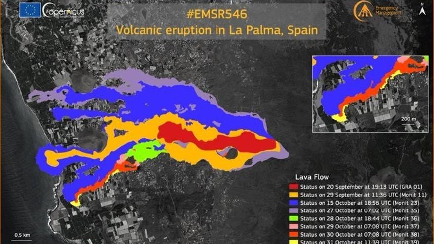 Evolución de las coladas a 1 de noviembre de 2021