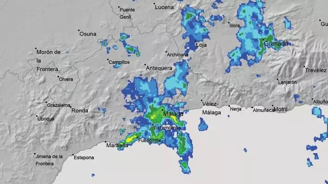 Tormenta en la madrugada del sábado 15 de agosto en Málaga