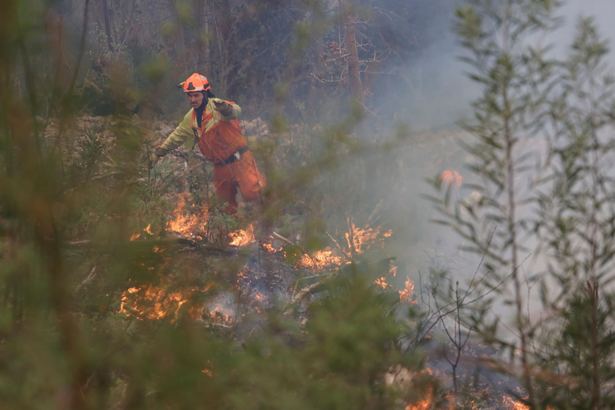 Dura lucha contra los incendios de Tineo y Valdés