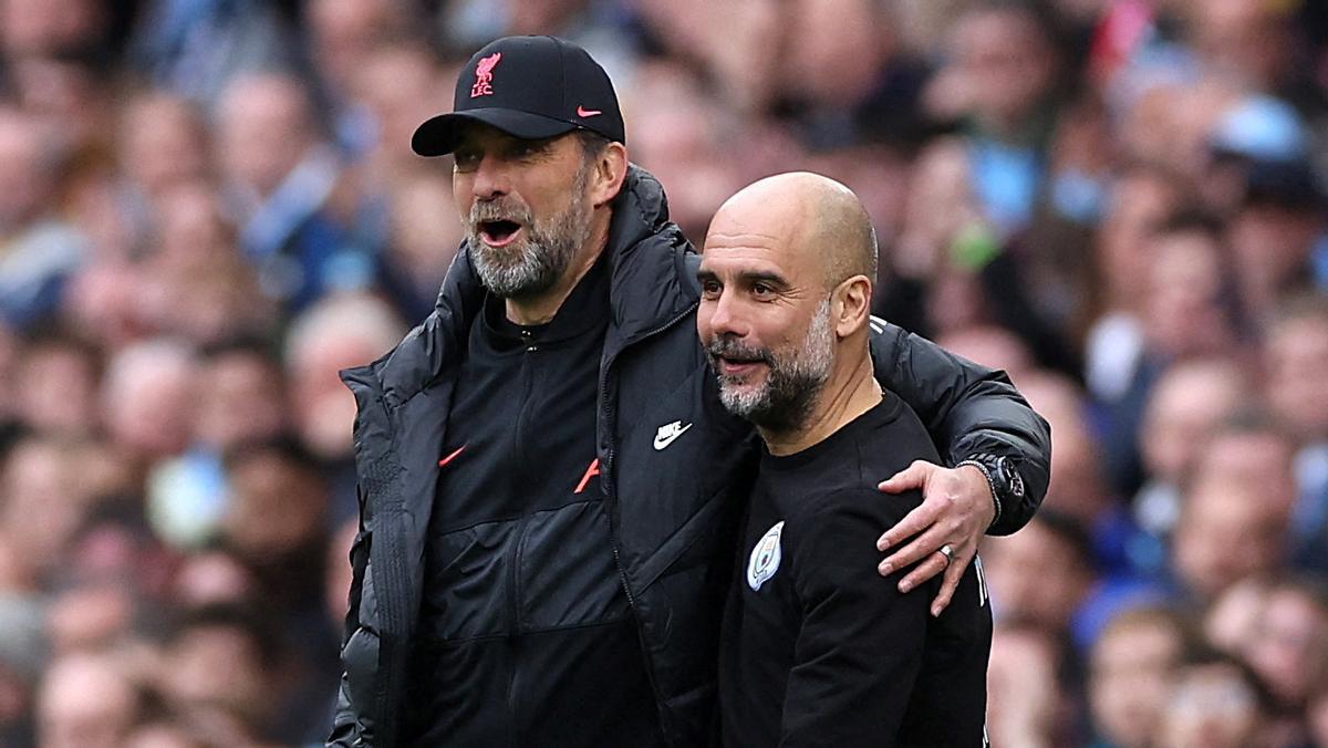 Jürgen Klopp y Pep Guardiola durante su último enfrentamiento.