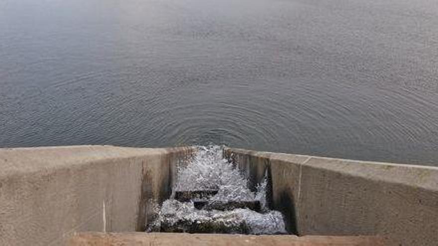 Vista de la balsa de riego con aguas depuradas situada entre s&#039;Estany Pundent y Sant Francesc.