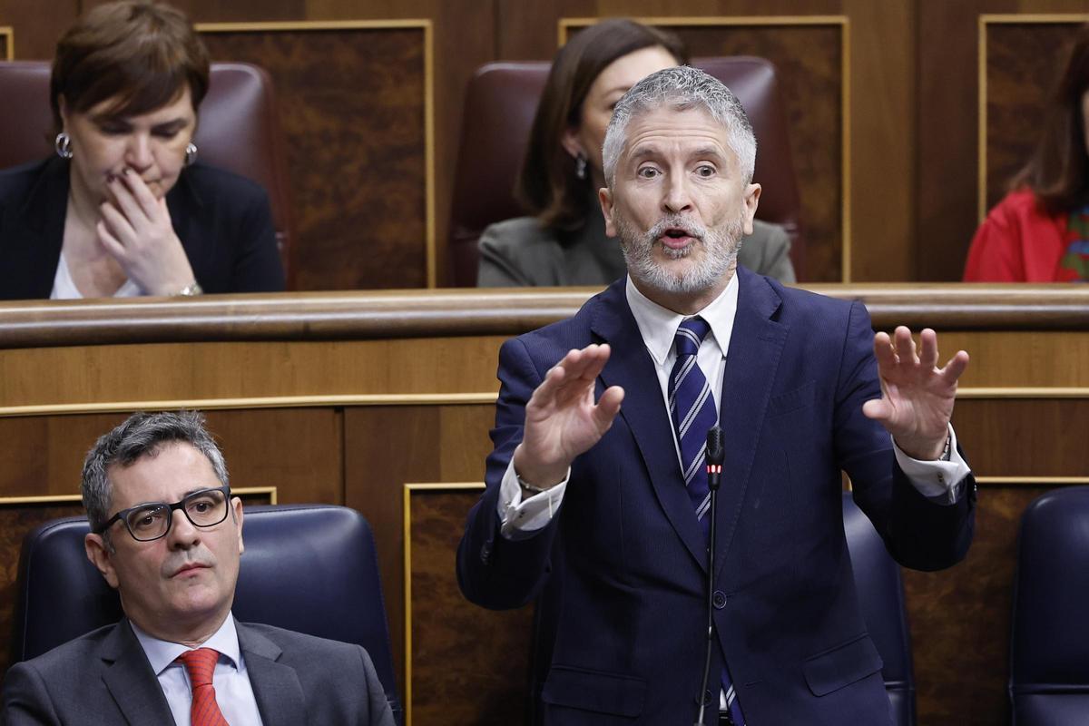 El ministro Fernando Grande-Marlaska, en el Senado.
