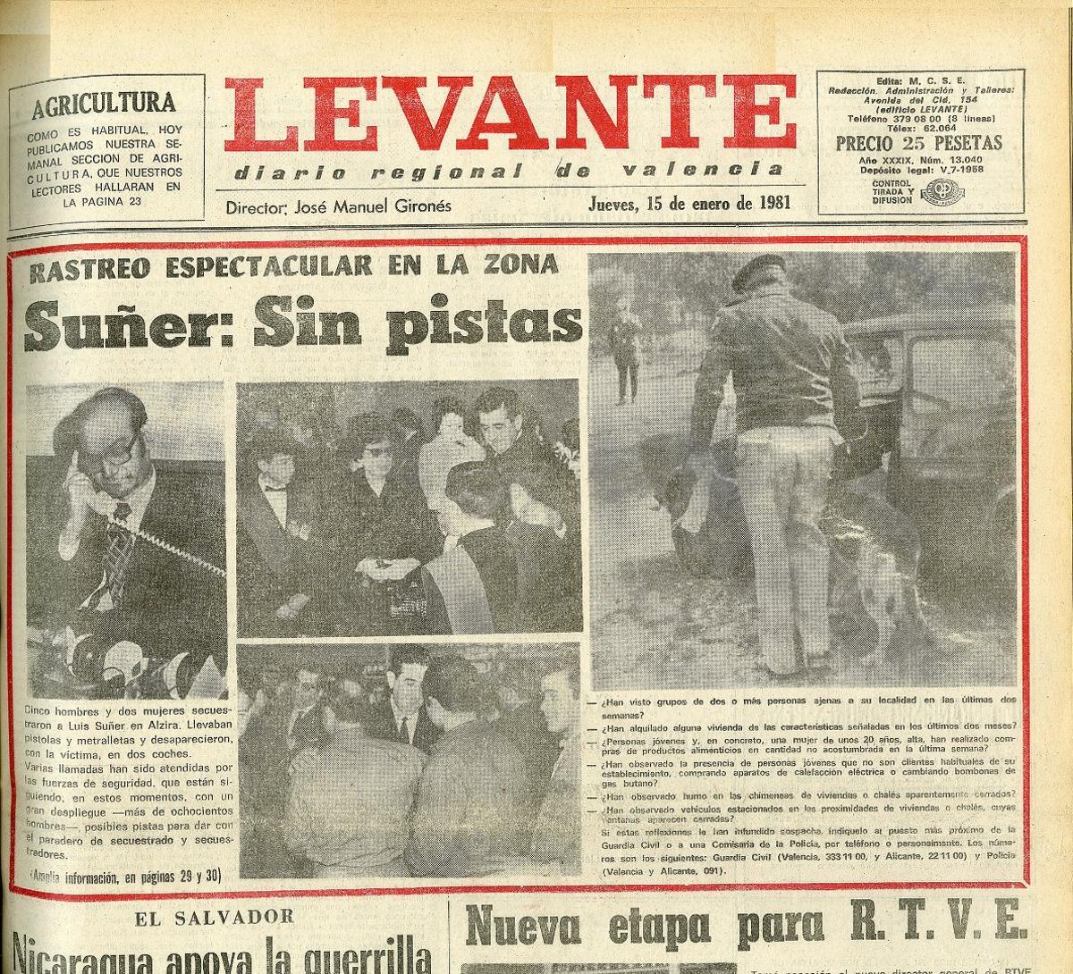 Portada de este diario del 15 de enero de 1981.