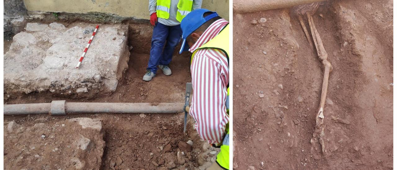 Imagen de una de las extremidades de los dos cadáveres hallados en los trabajos arqueológicos de Moncofa.