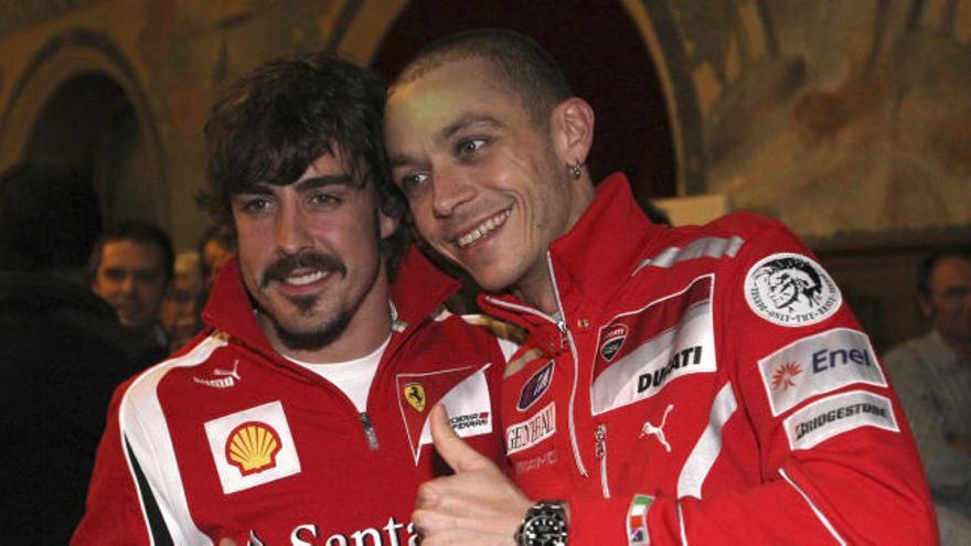 Fernando Alonso y Valentino Rossi, coincidieron en pretemporada cuando estaban en Ferrari y Ducati.