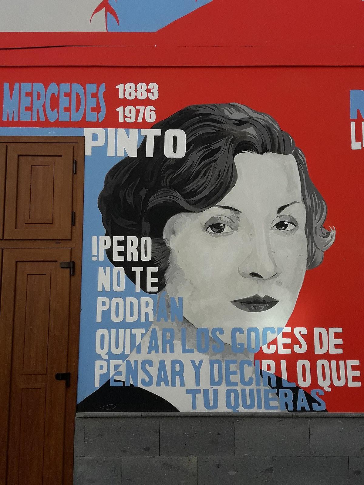 Mural con la imagen de Mercedes Pinto en el pasaje de Las Lagunetas.