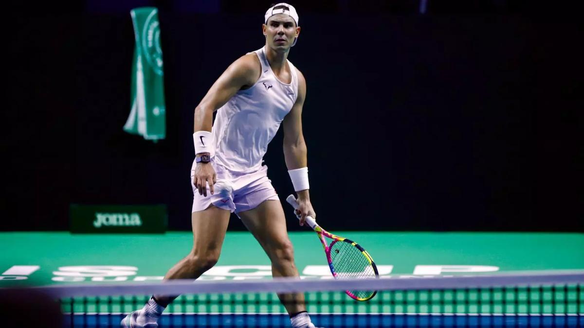 Rafa Nadal, en su primer entrenamiento en el Martín Carpena.