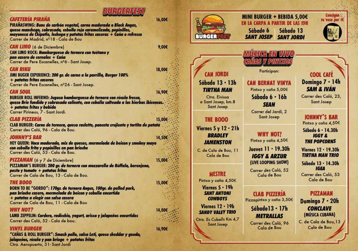 Carta de hamburguesas.