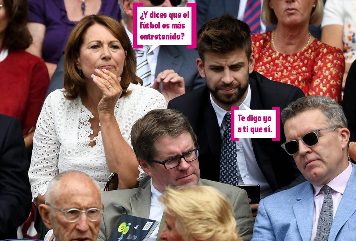 La típica conversación en una grada de tenis