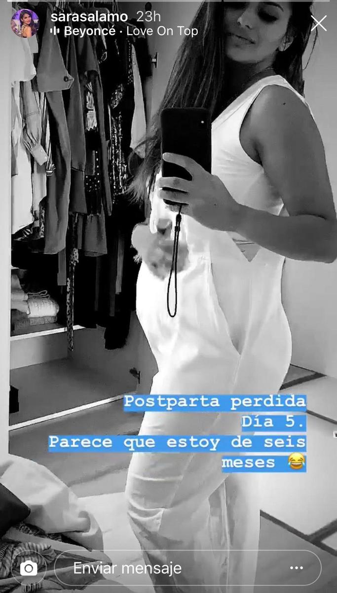 Sara Sálamo enseña su tripa de post-parto