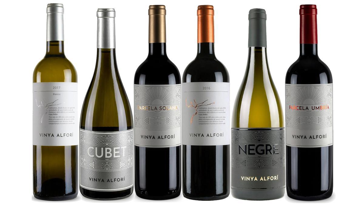 Colección de vinos de Vinya Alforí.