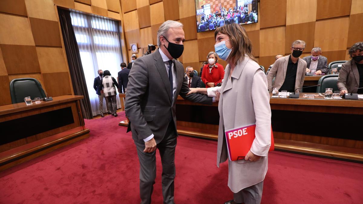 Azcón y Ranera, en el primer día del debate del estado de la ciudad.