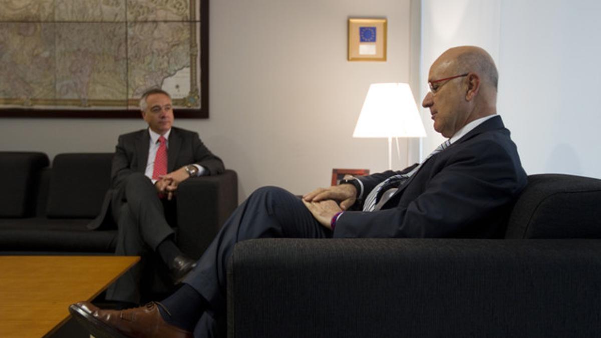 Pere Navarro y Josep Antoni Duran Lleida, en la sede de Unió Democràtica de Catalunya, en junio del 2012.