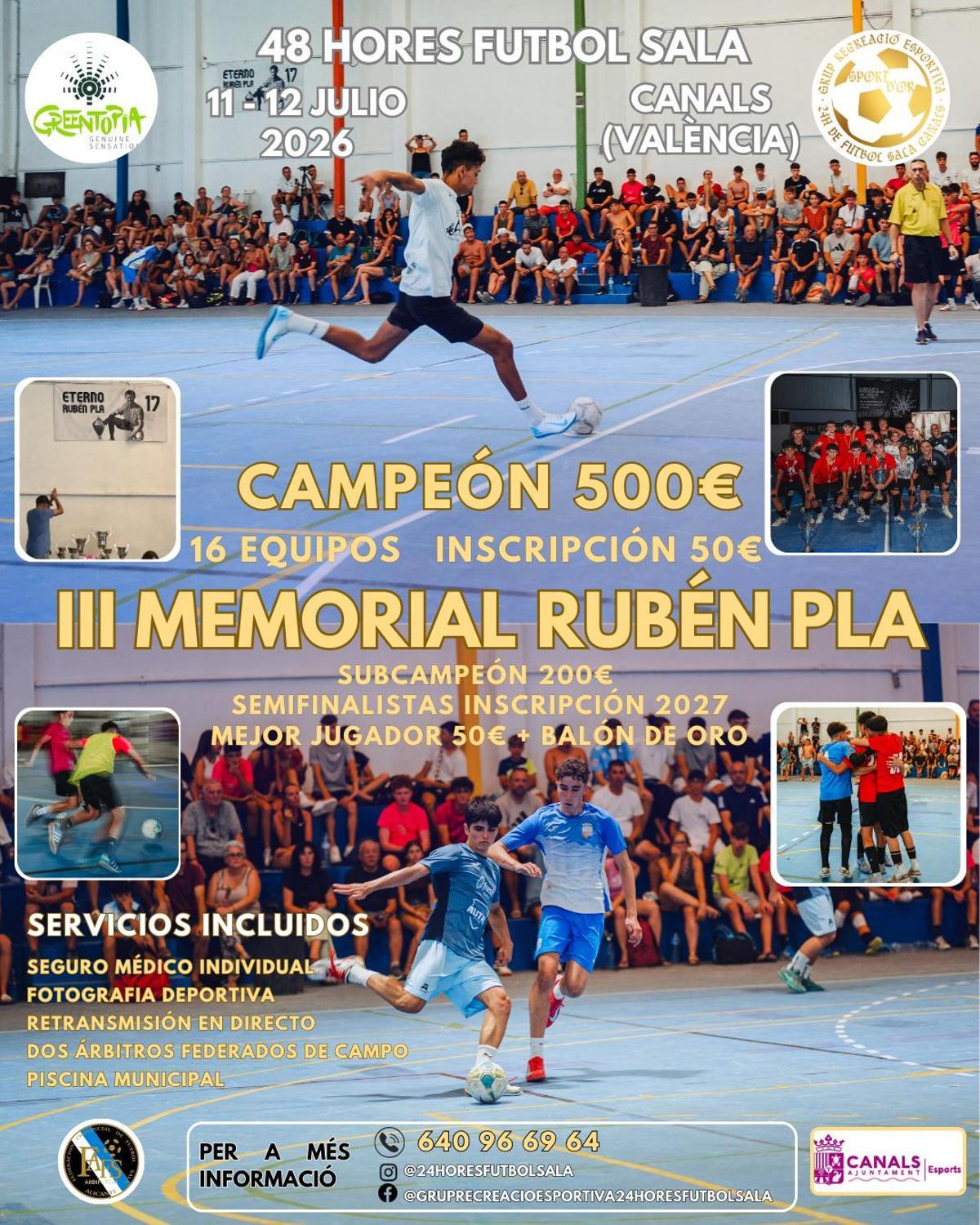 Cartel del III Memorial Rubén Pla de fútbol sala de Canals.