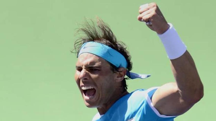 Nadal celebró con euforia su triunfo ante Nishikori.