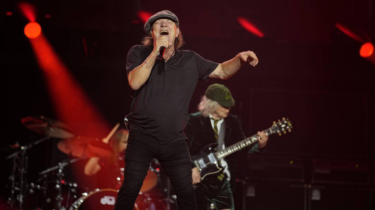 Singer Brian Johnson and lead guitarist Angus Young of legendary rockband AC/DC