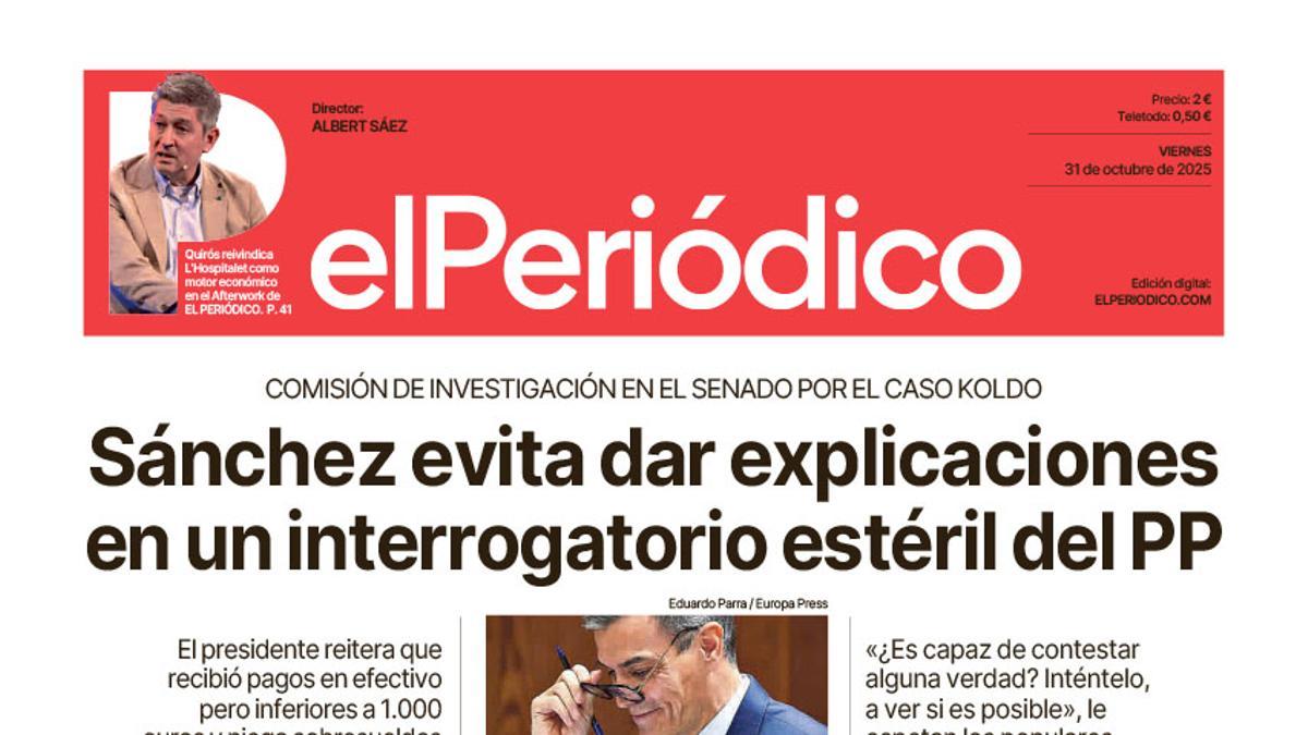La portada de EL PERIÓDICO del 31 de octubre de 2025