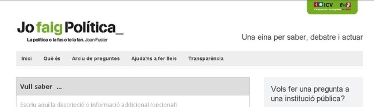La web d’ICV per animar a la participació ciutadana. La web d’ICV per animar a la participació ciutadana.
