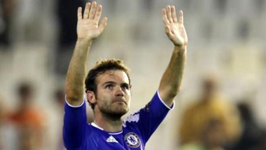 Mata, en su visita con el Chelsea a Mestalla