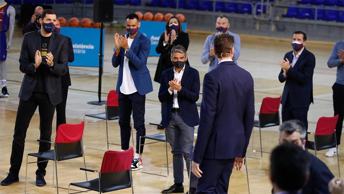 Pau Gasol, en su presentación con el Barça en el Palau