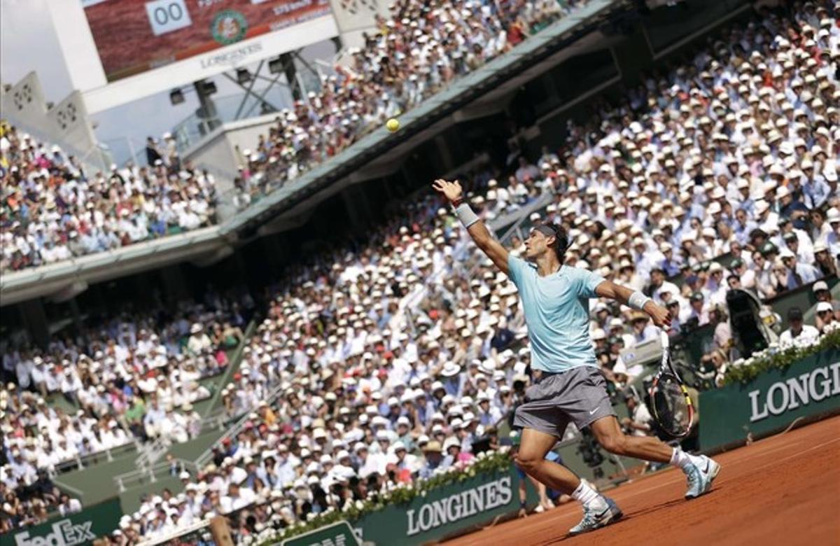 Un momento del partido entre Rafa Nadal y Novak Djokovic.