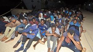 zentauroepp43963551 migrants wait at a naval base in tripoli  after being rescue180625181004
