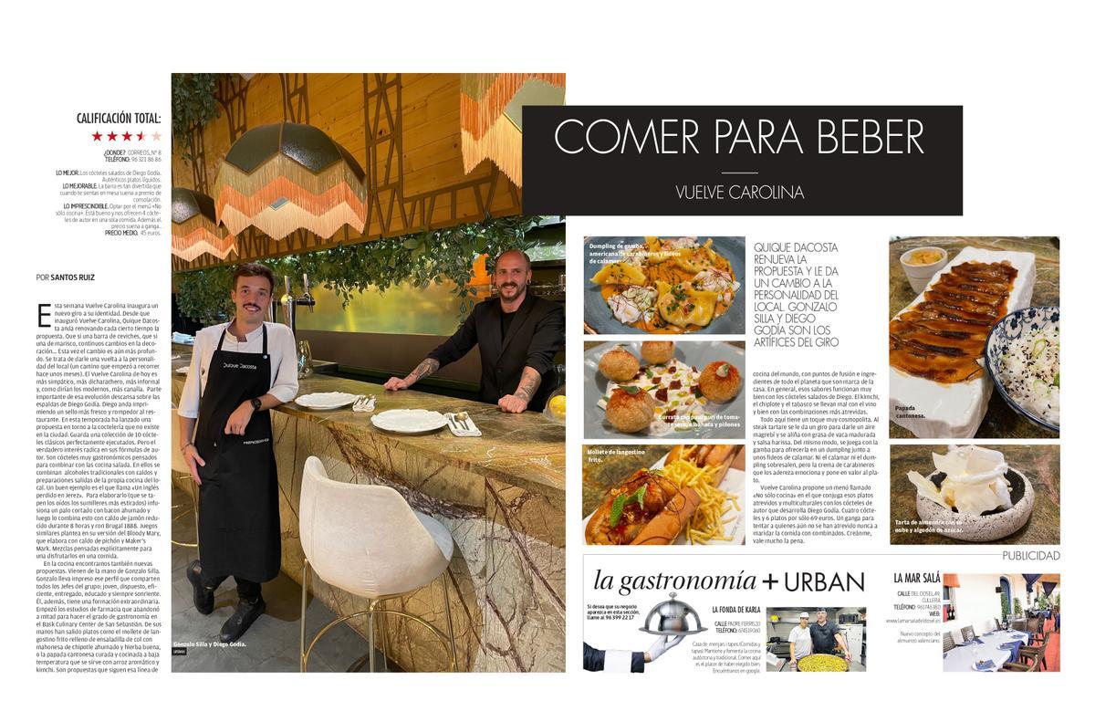Página de gastronomía de Urban del 07-10.