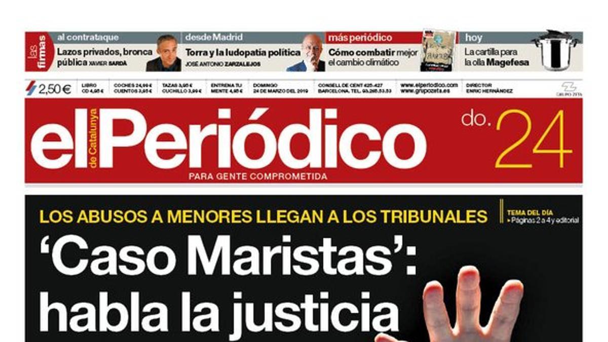 La portada de EL PERIÓDICO del 24 de marzo del 2019