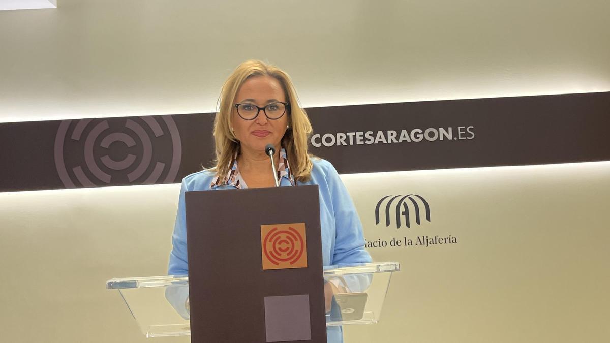 La portavoz socialista en las Cortes de Aragón, Mayte Pérez.