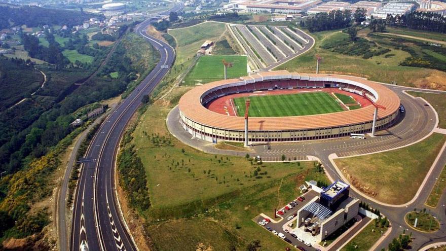 Imagen aérea del estadio Verónica Boquete, en Santiago de Compostela.