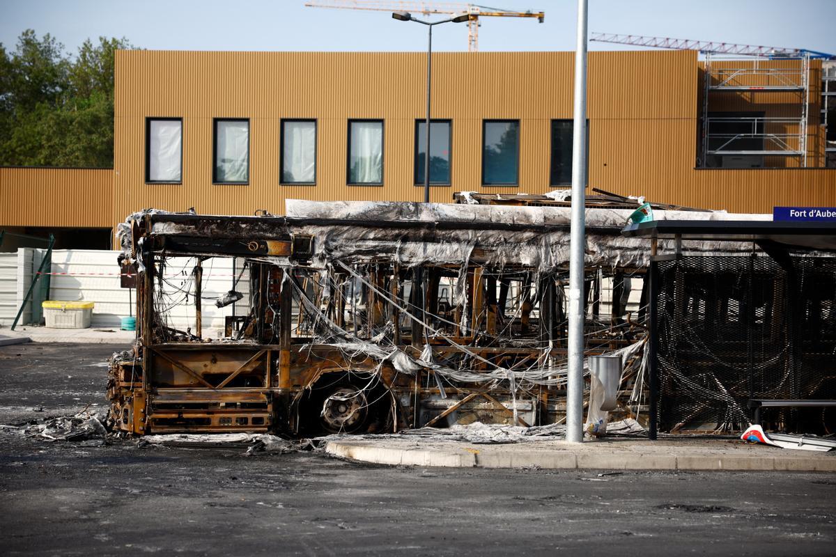 Aftermath after a third night of riots between protesters and police in France