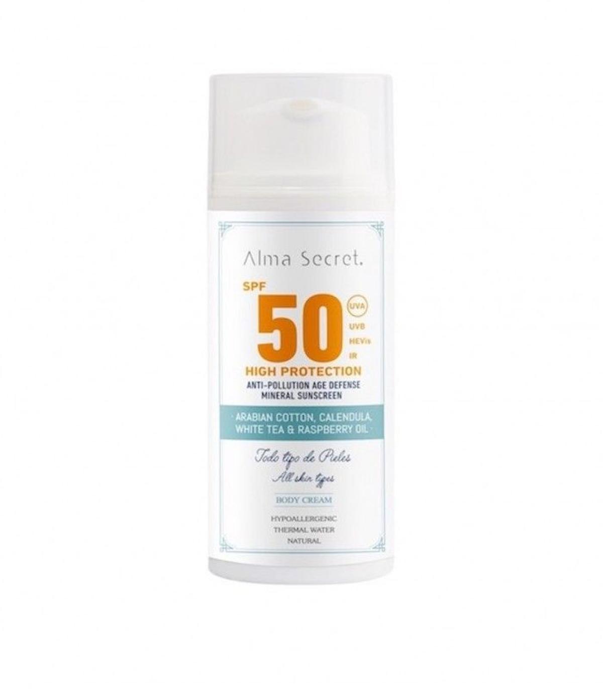 Crema corporal con alta protección de Alma Secret