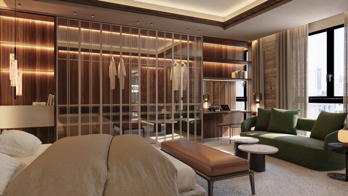 Recreación de una de las habitaciones del hotel The Bank.