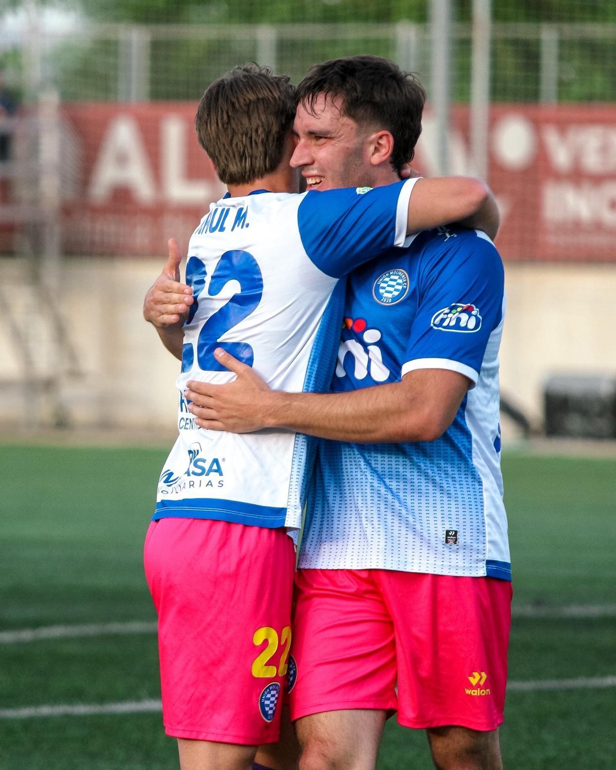 Los jugadores del Molinense, celebrando uno de los goles ante el Real Murcia Imperial