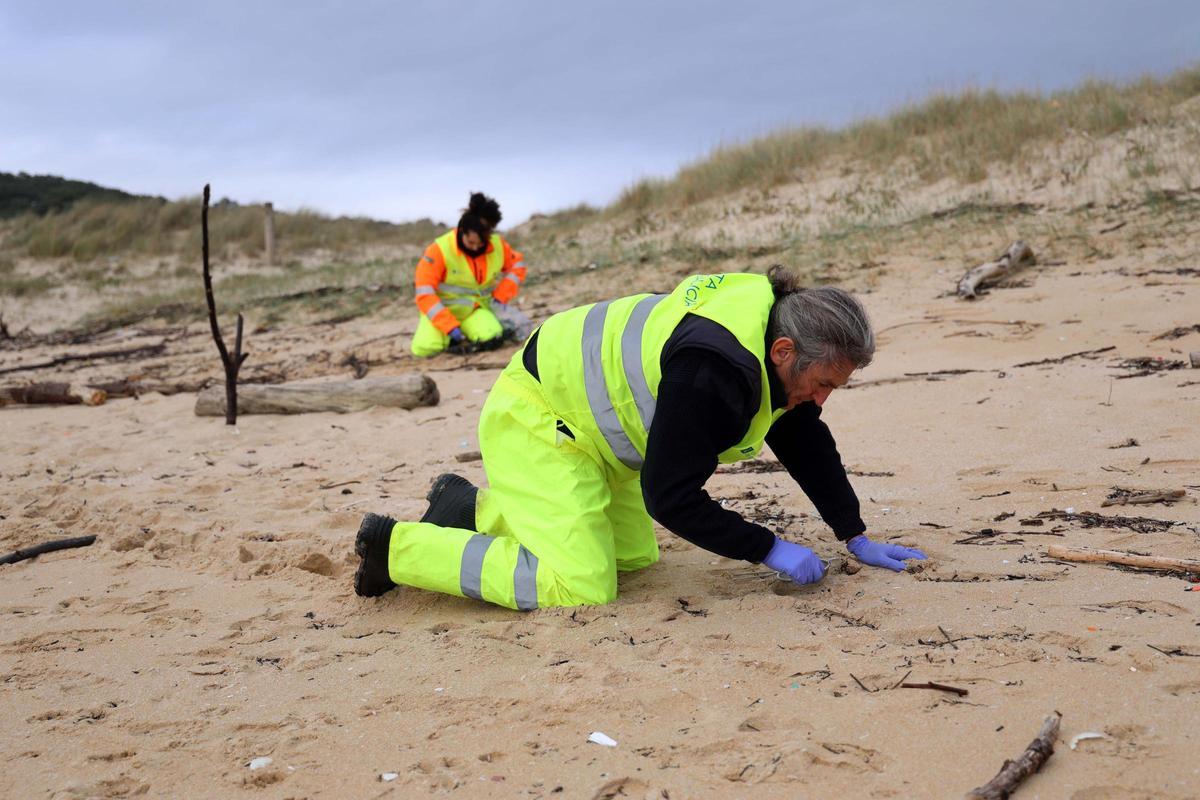 Limpieza reciente de la playa de A Lanzada tras la crisis de los pélets