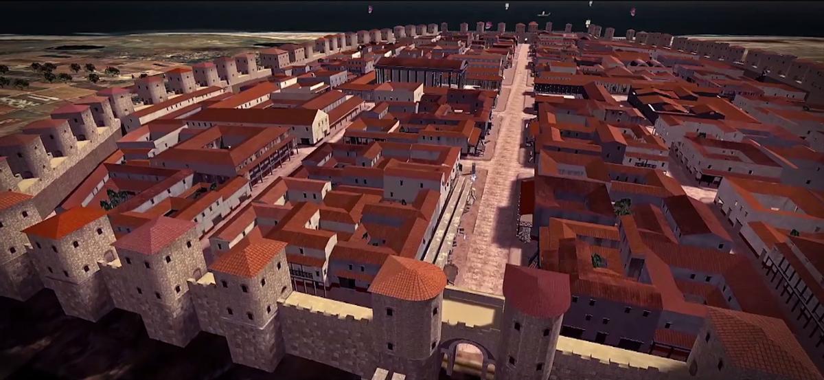 Reconstrucción 3D de la Barcino del siglo III d. C.