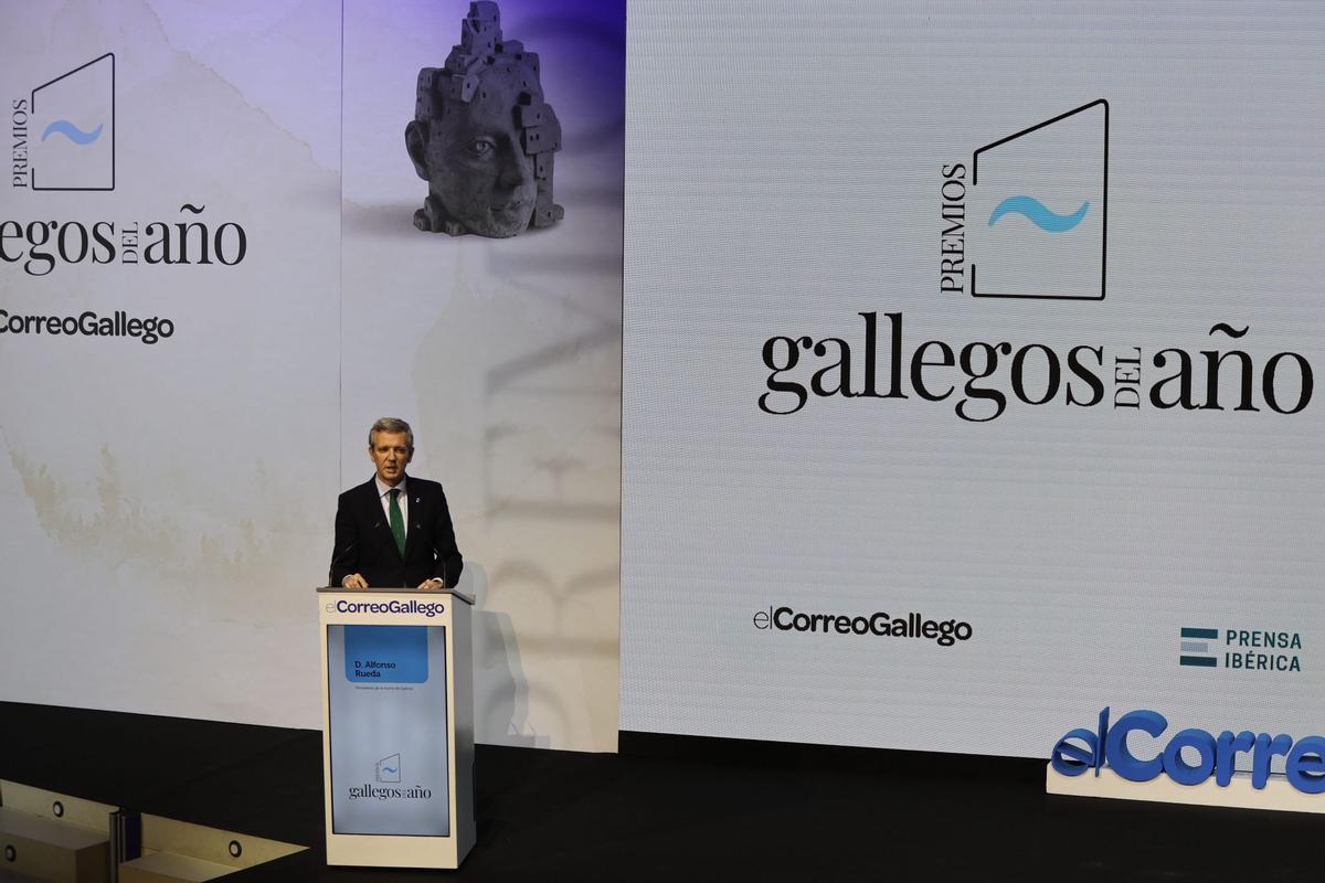 Alfonso Rueda durante su discurso en la gala de los Premios Gallegos del Año