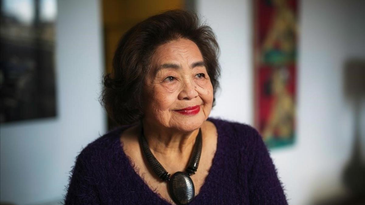 Setsuko Thurlow. que sobrevivió al bombardeo atómico de Hiroshima en 1945, en Barcelona.