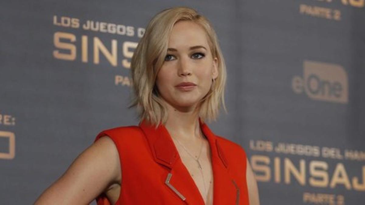 Jennifer Lawrence, el 10 de noviembre en Madrid, durante la gira de promoción de 'Sinsajo 2'